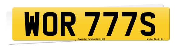 Registration number WOR 777S